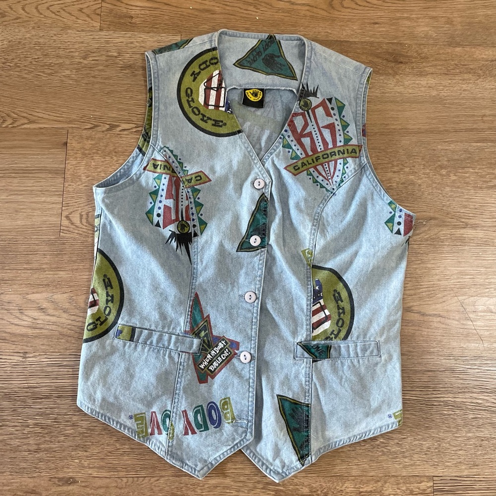 Vintage 1953/1993 Body Glove California Surf style Graphic Denim Vest